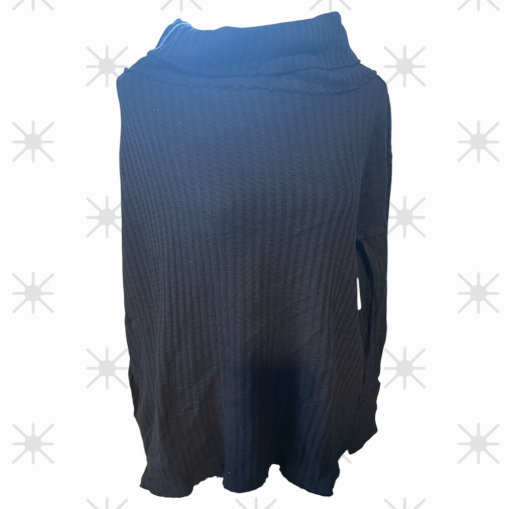 Free People Waffle Knit Slouchy Sweater – Black (XS) – NWT - Picture 2 of 2
